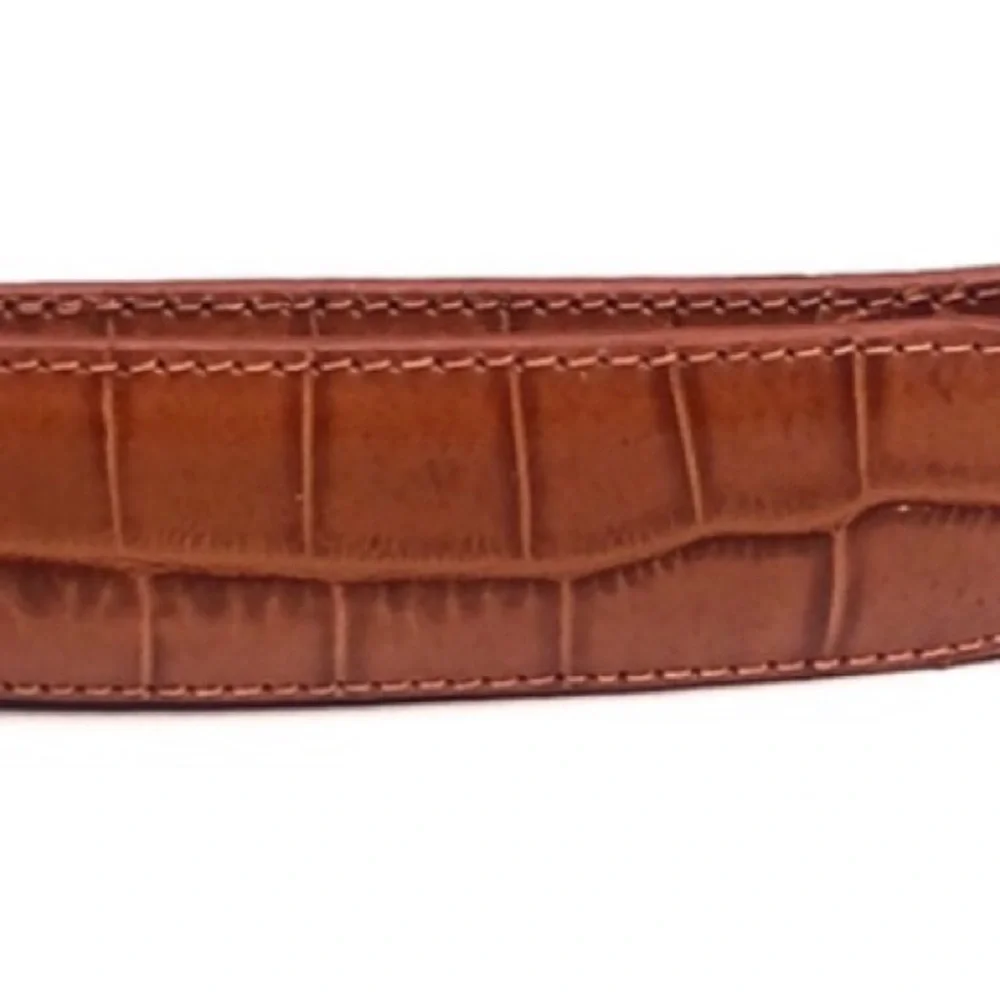 - Terry Stack Women Lg Italian Tan Croc Leather Belt
